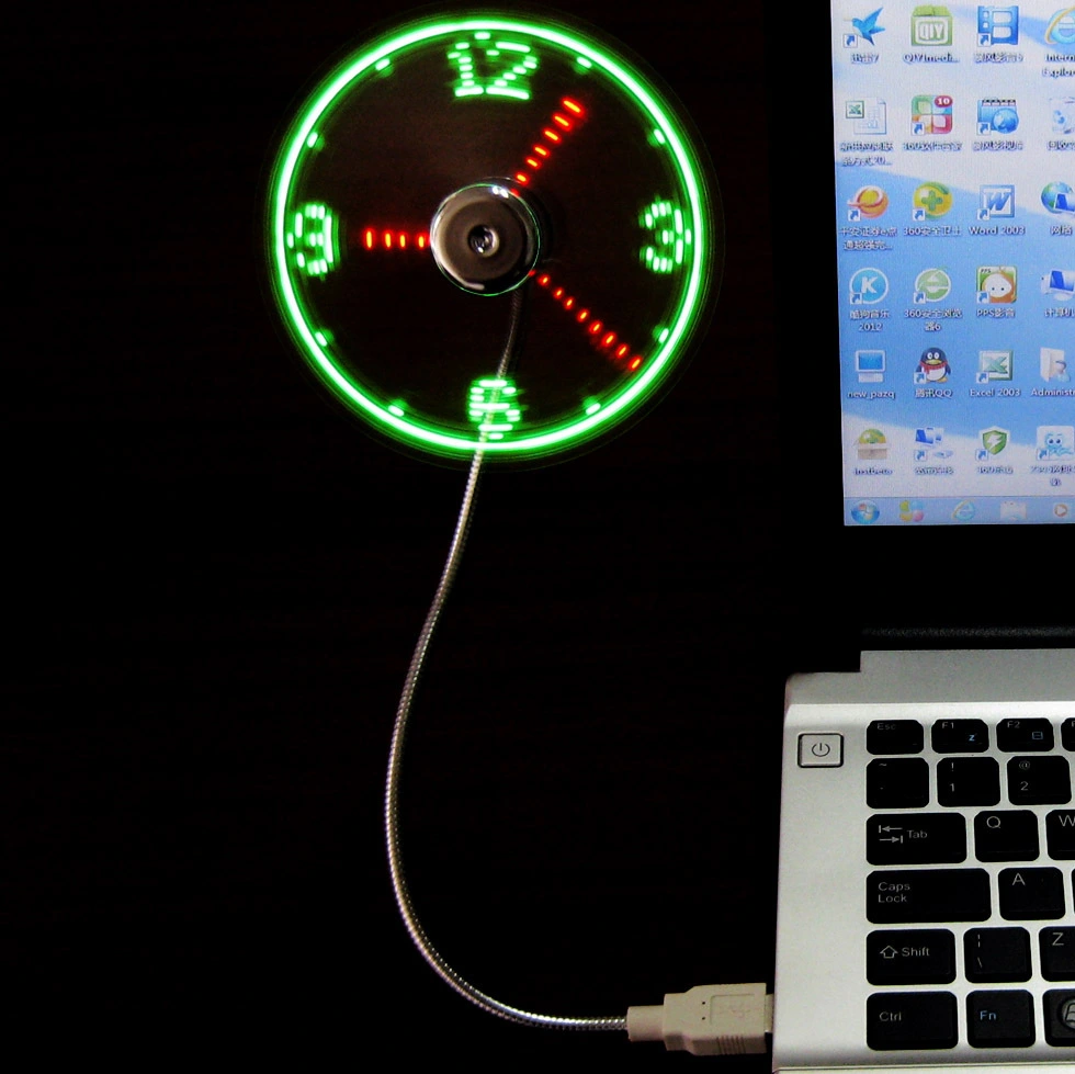 LED Intelligent Clock Fan With Temperature