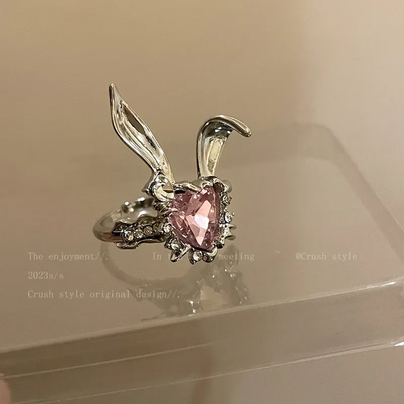 Ins Style Creative Love Rabbit Opening Adjustable Women's Ring