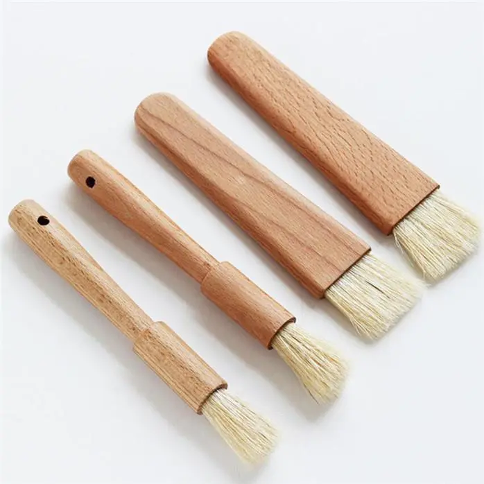 Kitchen Oil Brushes Basting Brush Wooden Handle Bbq Grill Pastry Brush Baking Cooking Tools Bakeware