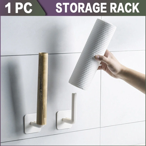 1PC / 2PCS Kitchen Self-adhesive Accessories Under Cabinet Paper Roll Rack Towel Holder Tissue Hanger Storage Rack For Bathroom Toilet