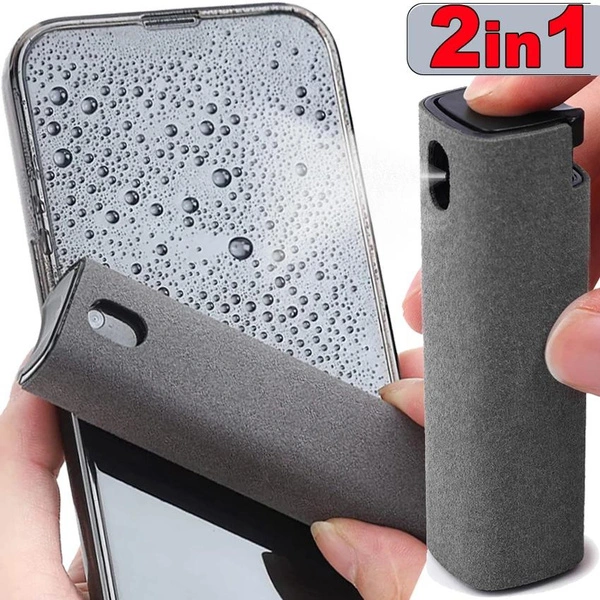 2 In 1 Microfiber Screen Cleaner Spray Bottle Set for Ipad Mobile Phone Computer Microfiber Cloth Wipe Cleaning Glasses Wipes