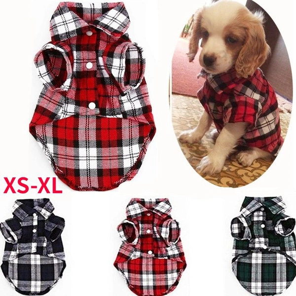 3 Colors Fashion Pet Puppy Dog Plaid Shirt Coats Dogs Cotton Cloth Jacket In Fall