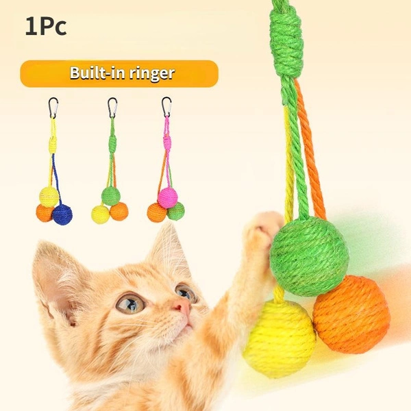 1Pc New Pet Cat Hanging Sisal Ball Bite-resistant Wear-resistant Rope Pet Supplies for Relieve Boredom Chewing Interactive Toy