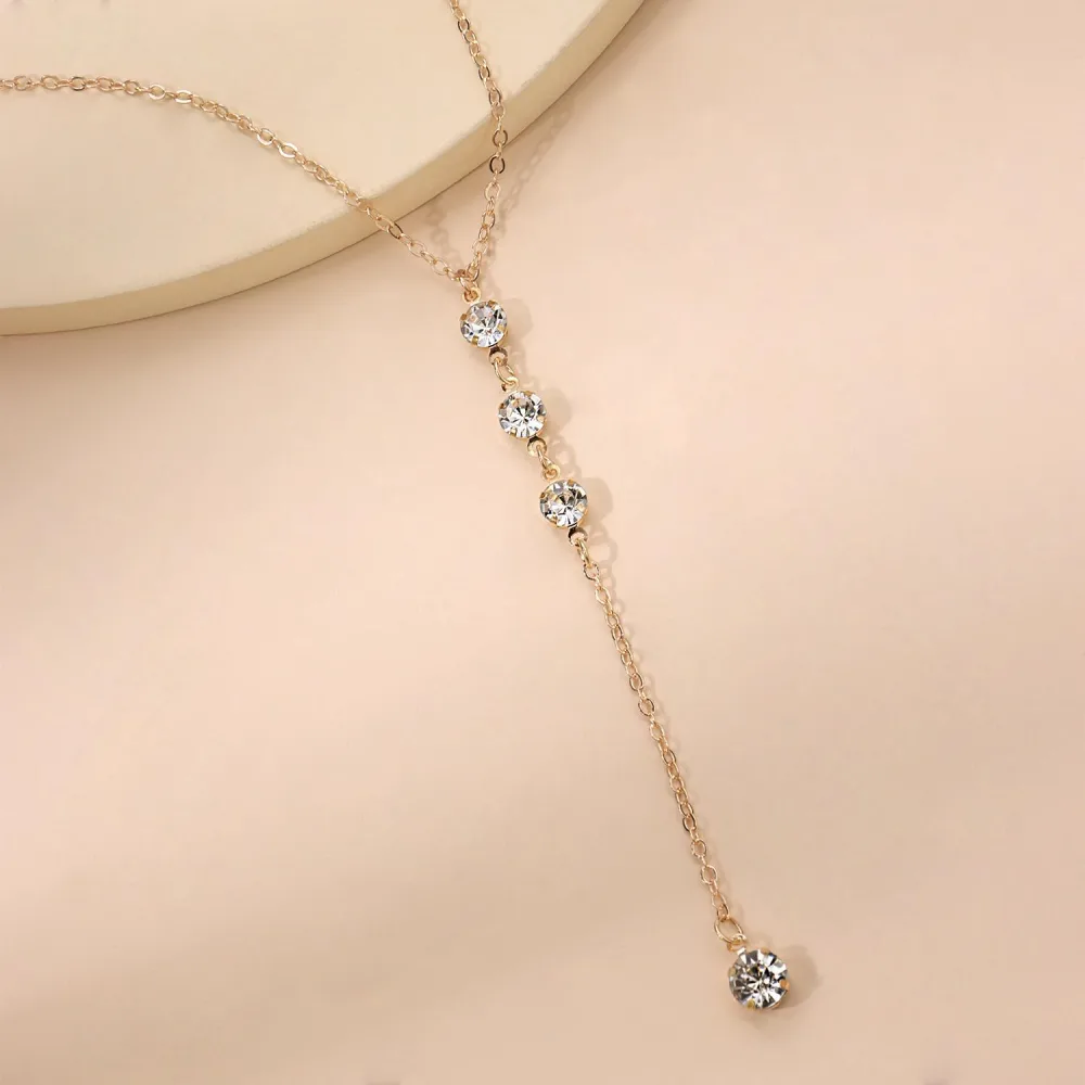 Simple Cubic Zirconia Bridal Wedding Necklace