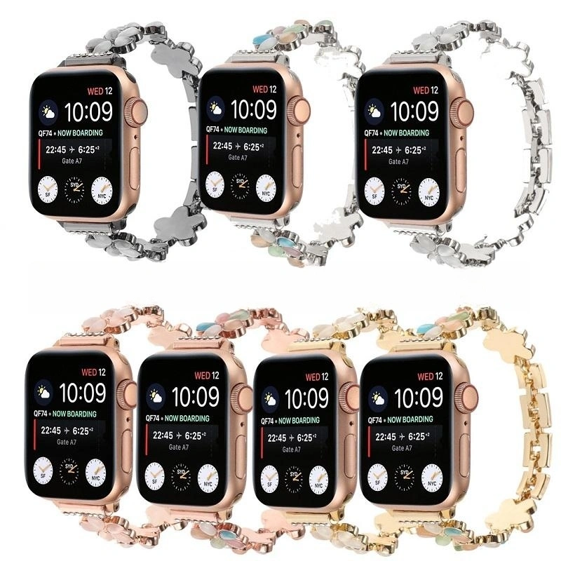 Suitable Five Petal Flower Zinc Alloy Chain Metal Strap Apple Watch8SE765432