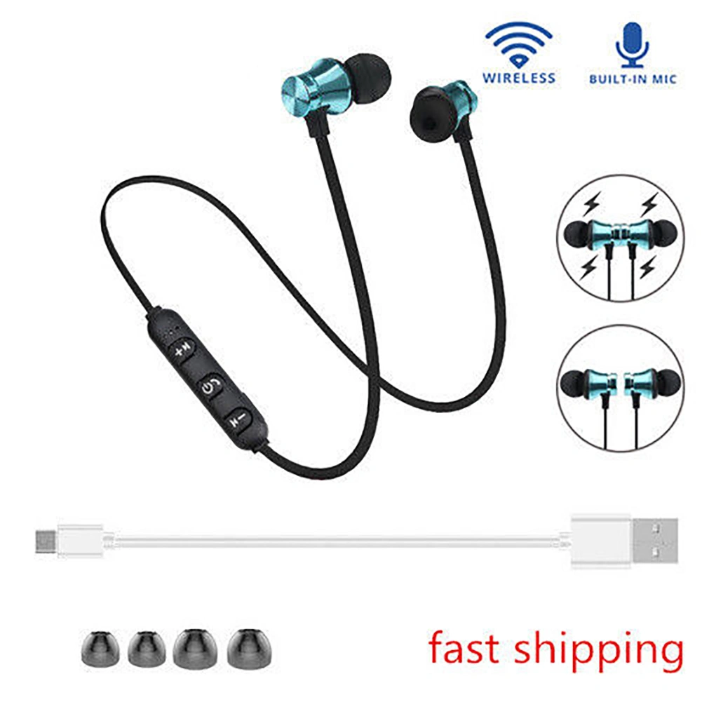 Wireless Bluetooth-compatible Magnetic In-Ear Earphone Headset Stereo Headphone with Mic