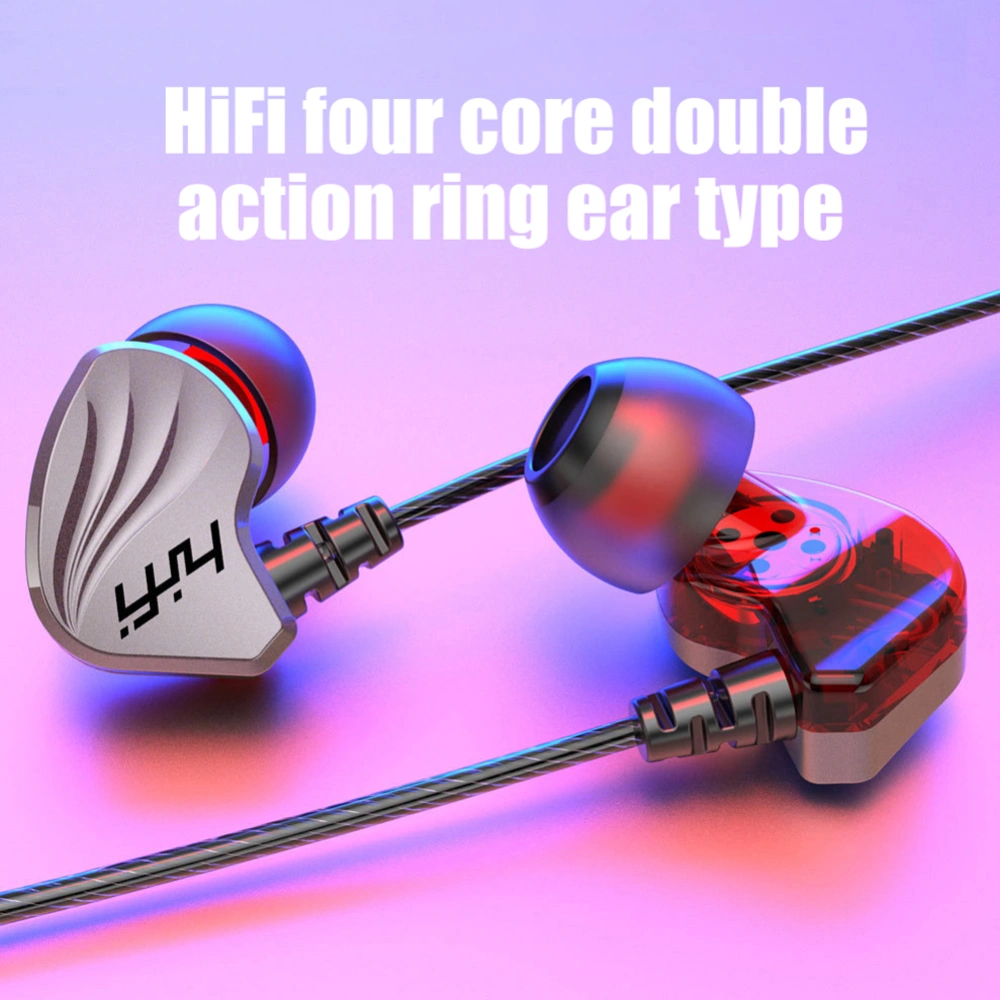 6D 4-Core Dual Moving Coil In-Ear 3.5mm HiFi Bass Wired Earphone Sports Earbuds