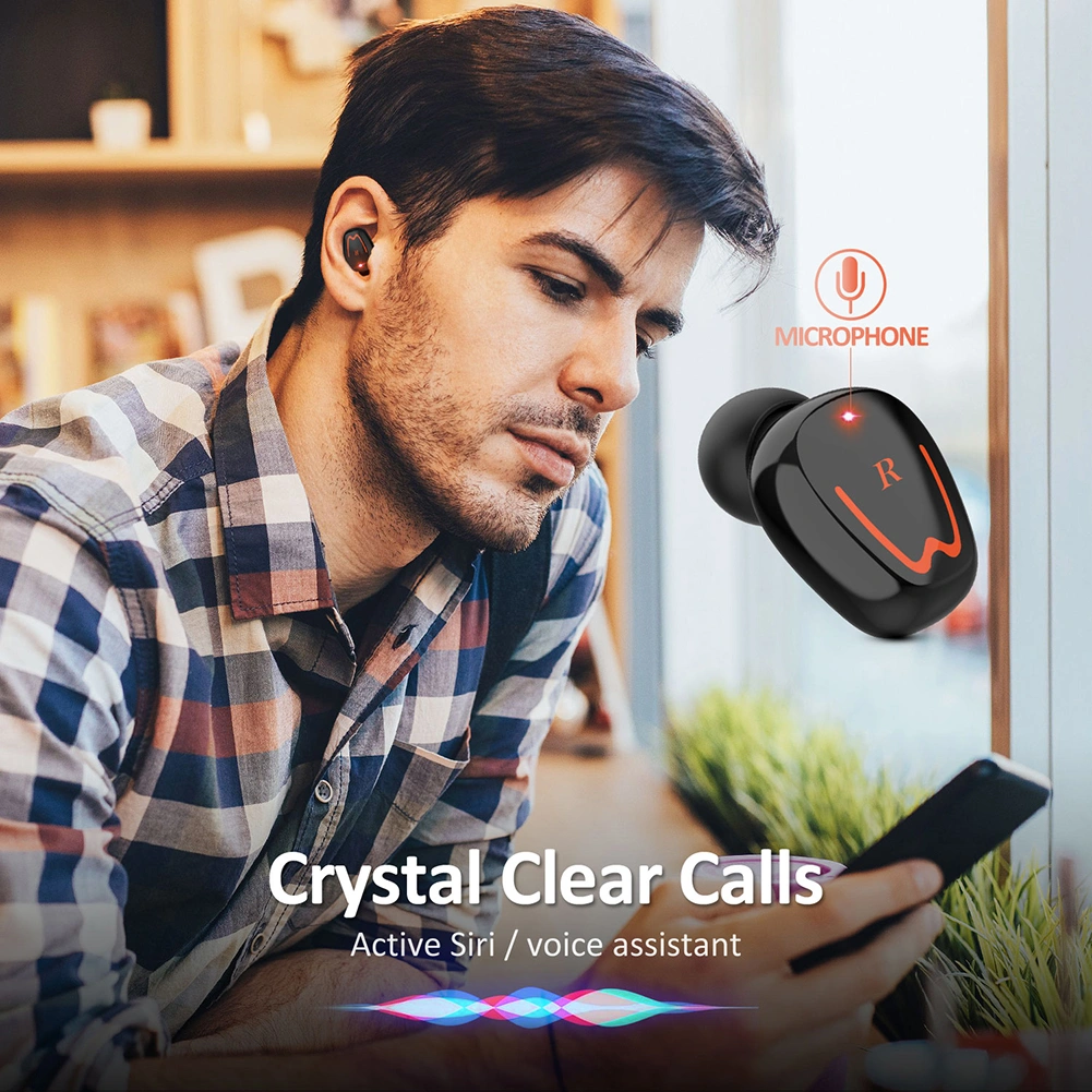 V1 True Wireless Stereo Bluetooth-compatible V5.0 Wireless Headset with HiFi Microphone LED Power Display