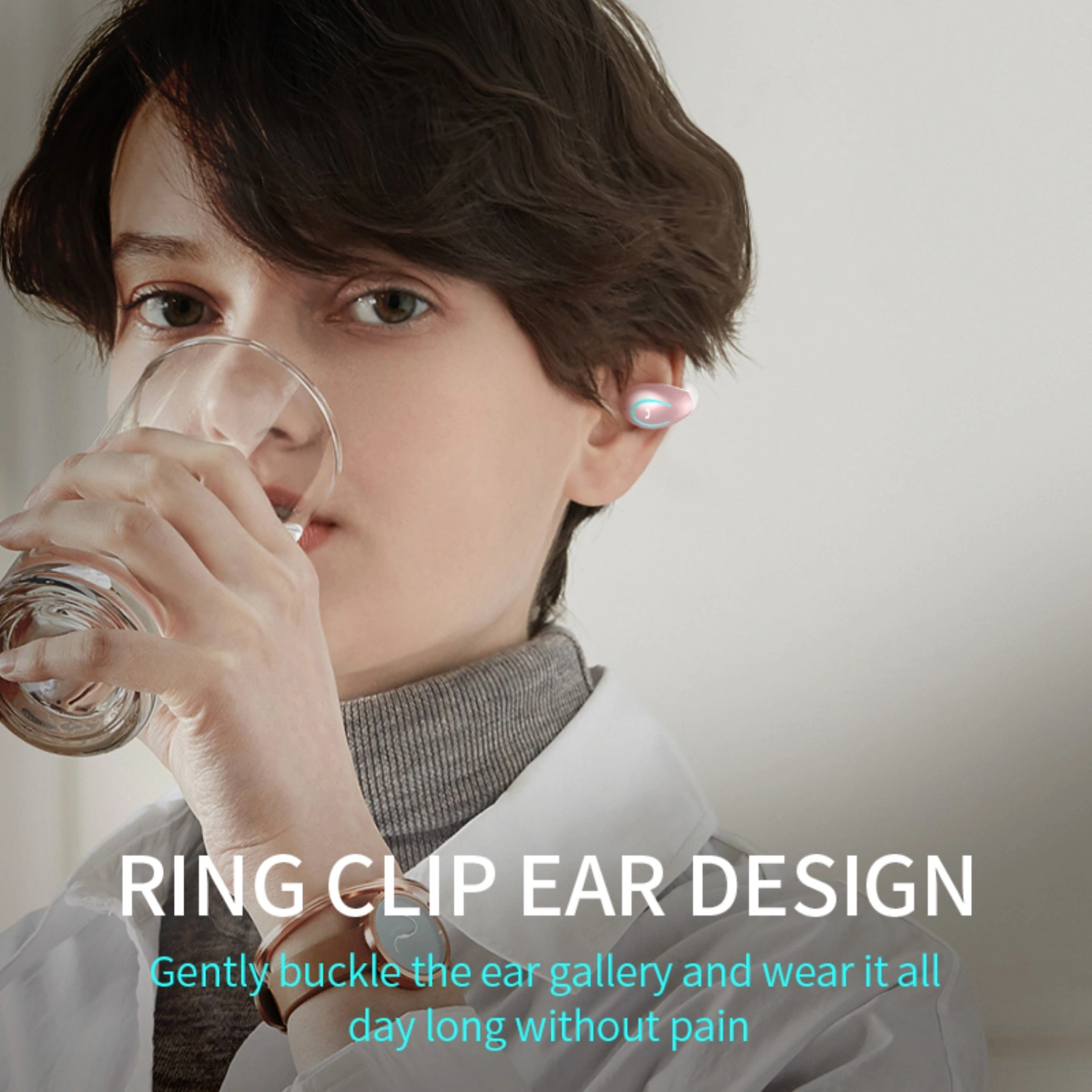 YX08 Wireless Bluetooth-compatible 5.0 Single Ear Earhook Headset Earphone with Microphone