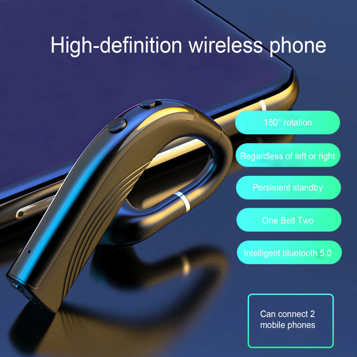 1Pc RD02 Wireless Bluetooth-compatible 5.0 Ear Hook Earphone Rechargeable Stereo Earbud