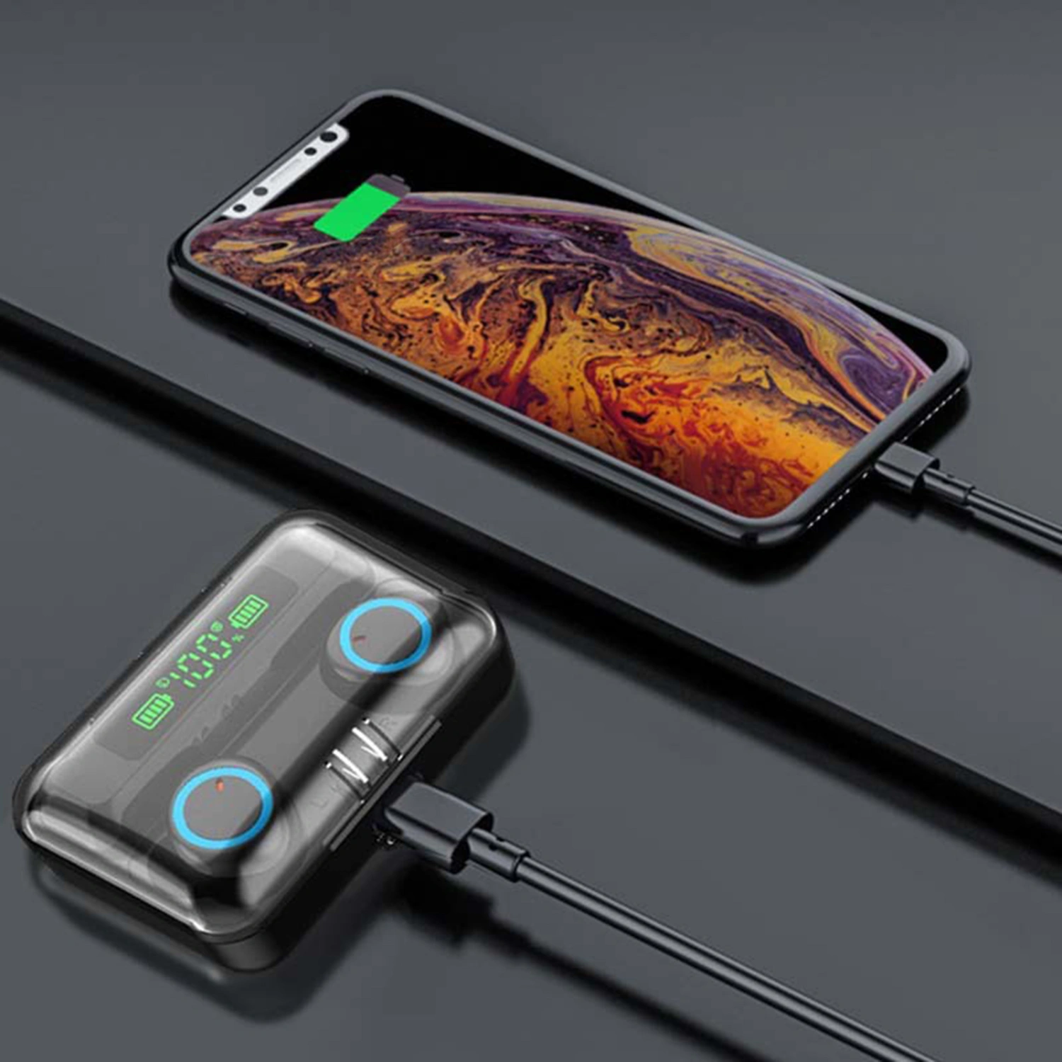 F9-3Bluetooth-compatible 5.1 Wireless Rechargeable Mini 9D Stereo In-ear Earphone