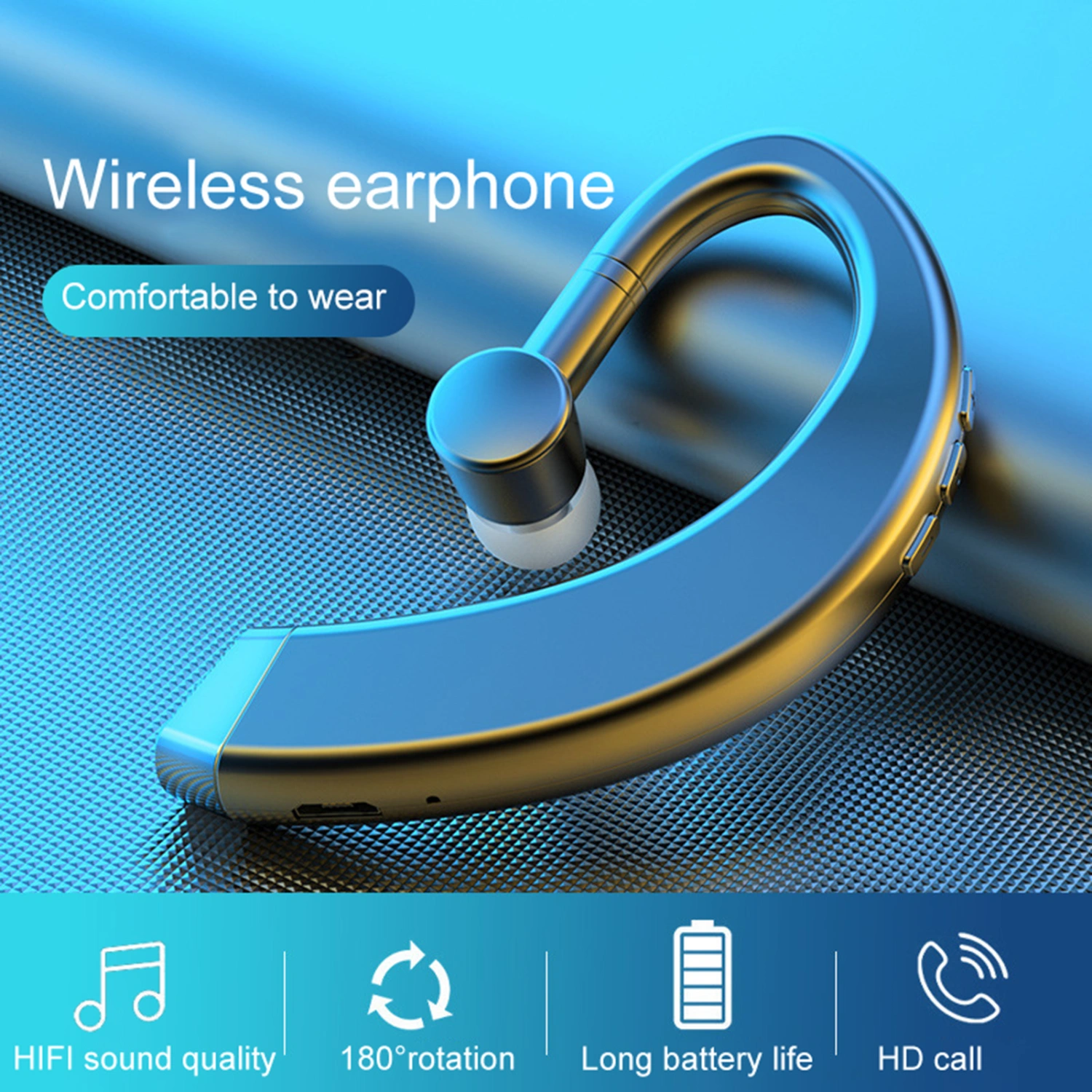 Portable Bluetooth-compatible 5.0 Wireless Ear-hook Business Sports Earphone Headset