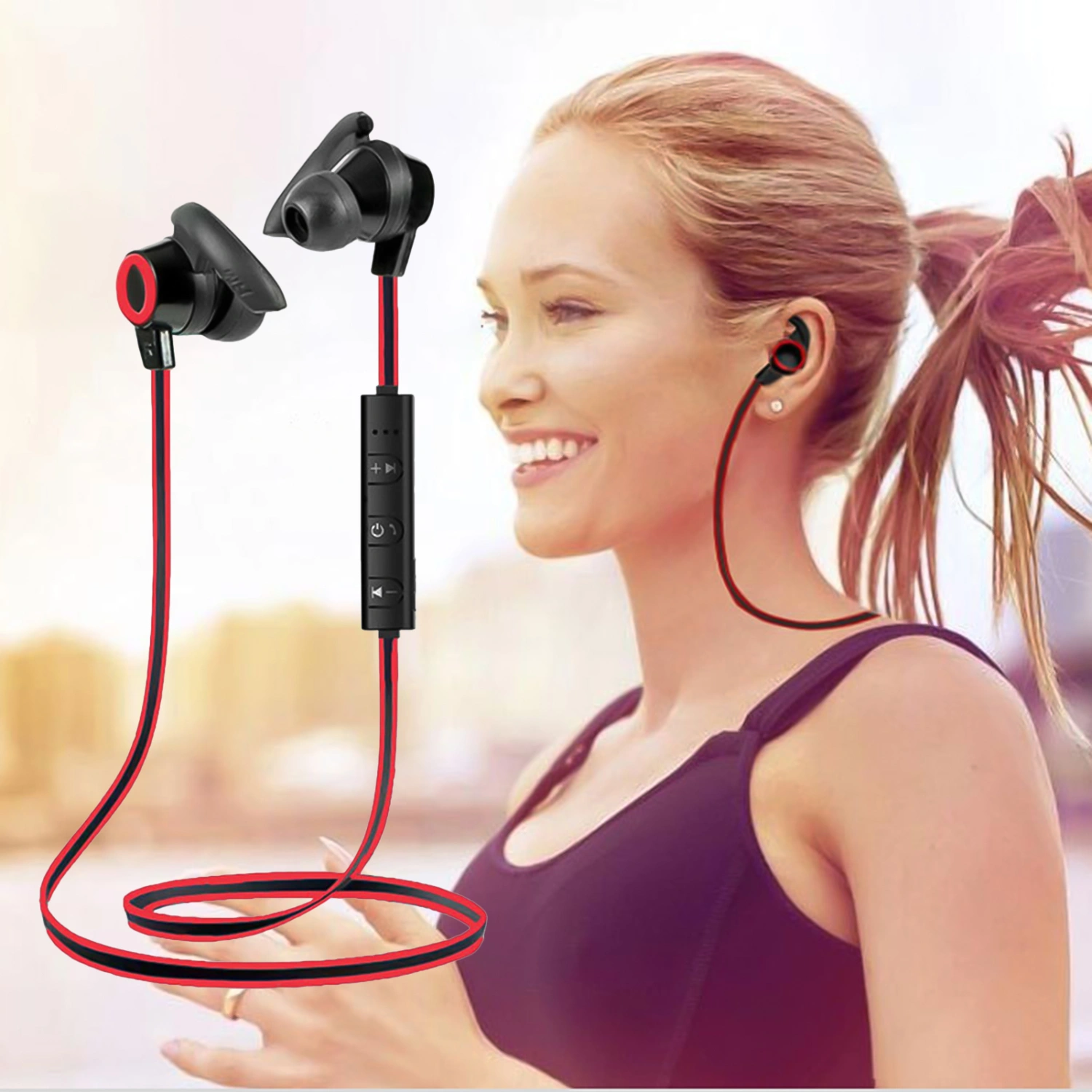 Bluetooth 5.0 Waterproof Neckband Stereo Sports Earphone Headset with Microphone