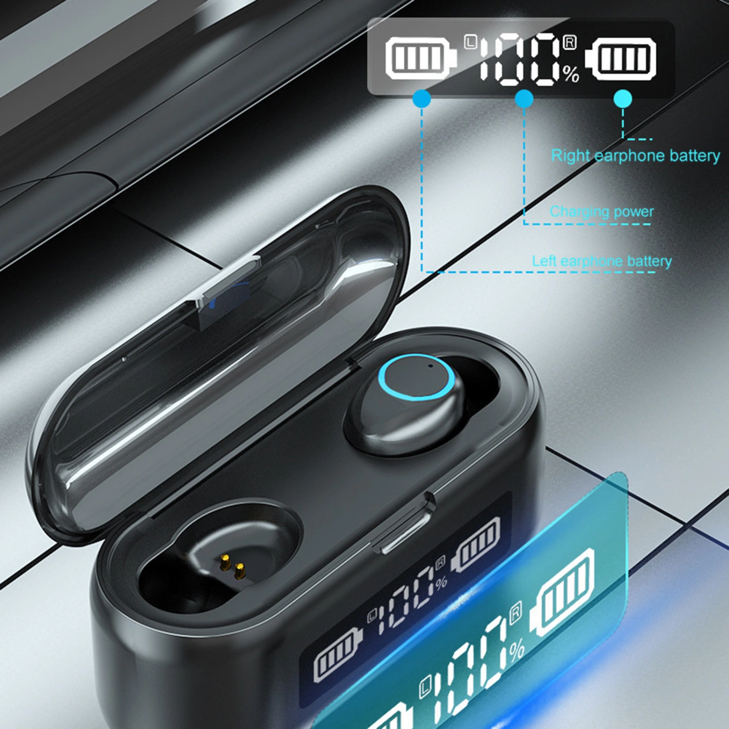 B281 Bluetooth-compatible Earphone Wireless Large Battery Capacity ABS BT 5.0 Touch Control In-ear Headphone for Music