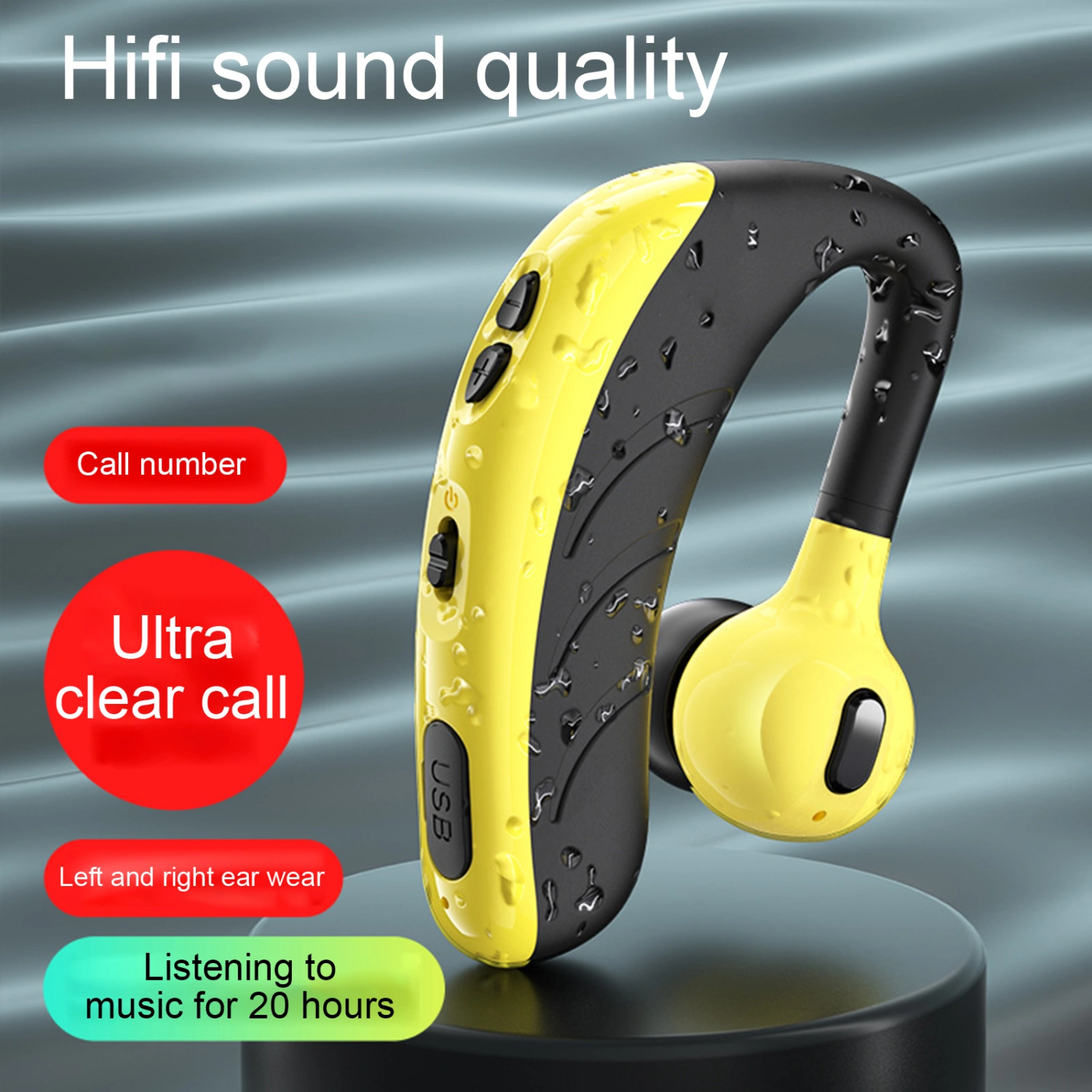 P13 Bluetooth-compatible 5.0 Earphone Noise Reduction Mini Ear Hook Wireless Headphone for Business