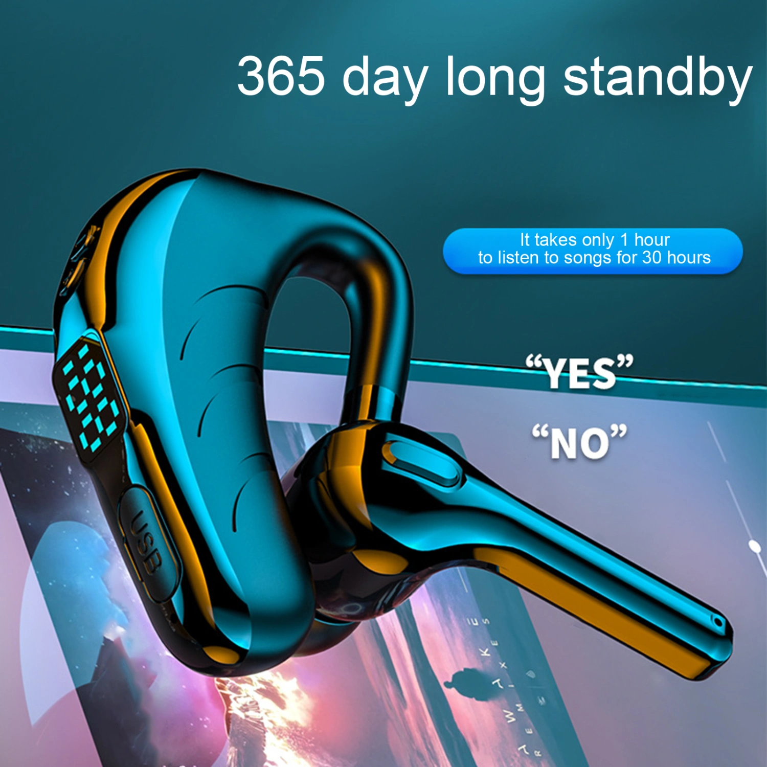 X13 Bluetooth-compatible 5.0 Earphone Handsfree LED Digital Display Single Ear Wireless Headset with Mic for Fitness