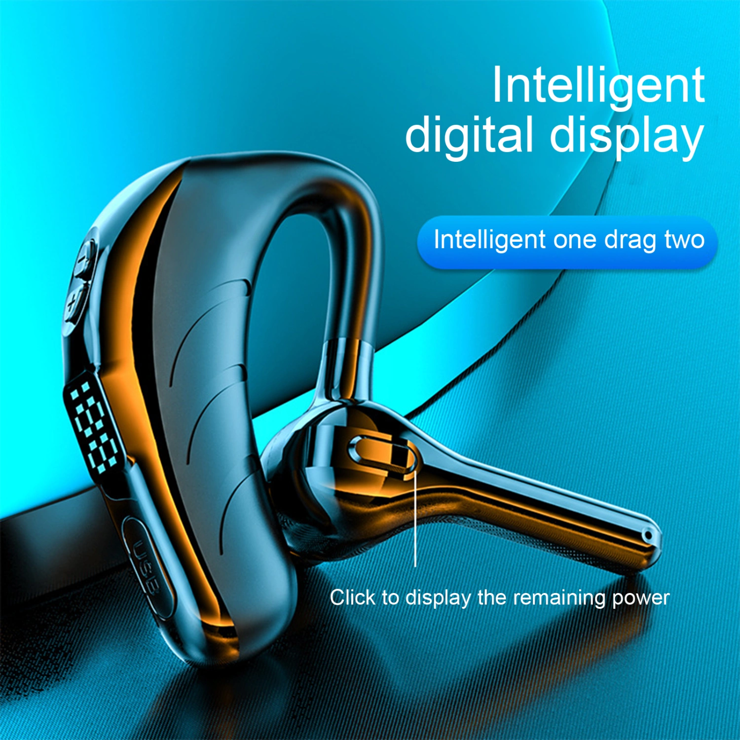 X13 Bluetooth-compatible 5.0 Earphone Handsfree LED Digital Display Single Ear Wireless Headset with Mic for Fitness