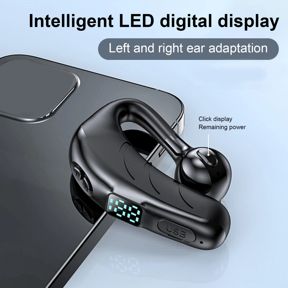 Wireless Earphone HiFi Sound Digital Display Long Standby Time Ear Hook Bluetooth-compatible Earpiece for Business