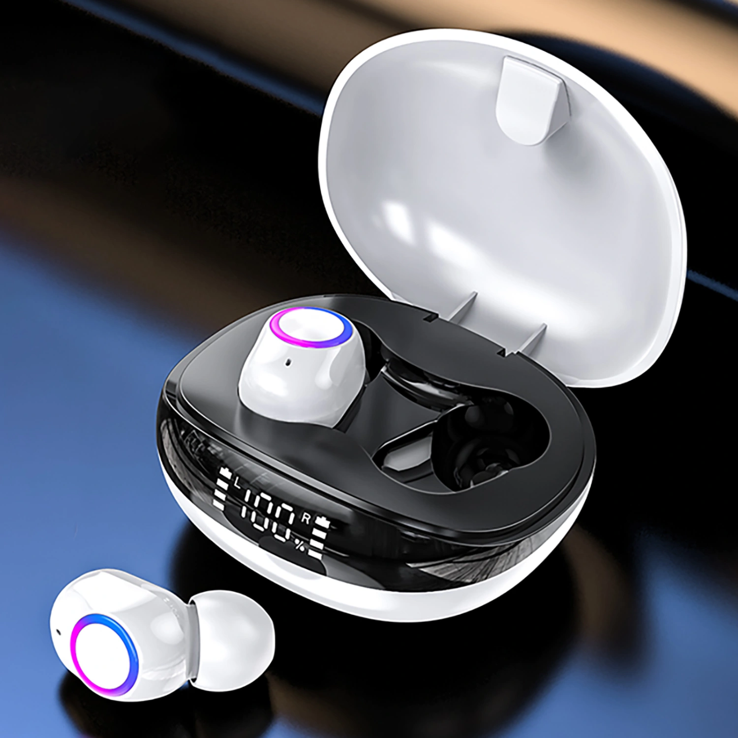 F8 Wireless Earbud High Fidelity Noise Cancelling Digital Display Bluetooth-compatible5.0 Stereo Mini Earphone for Doing Sports
