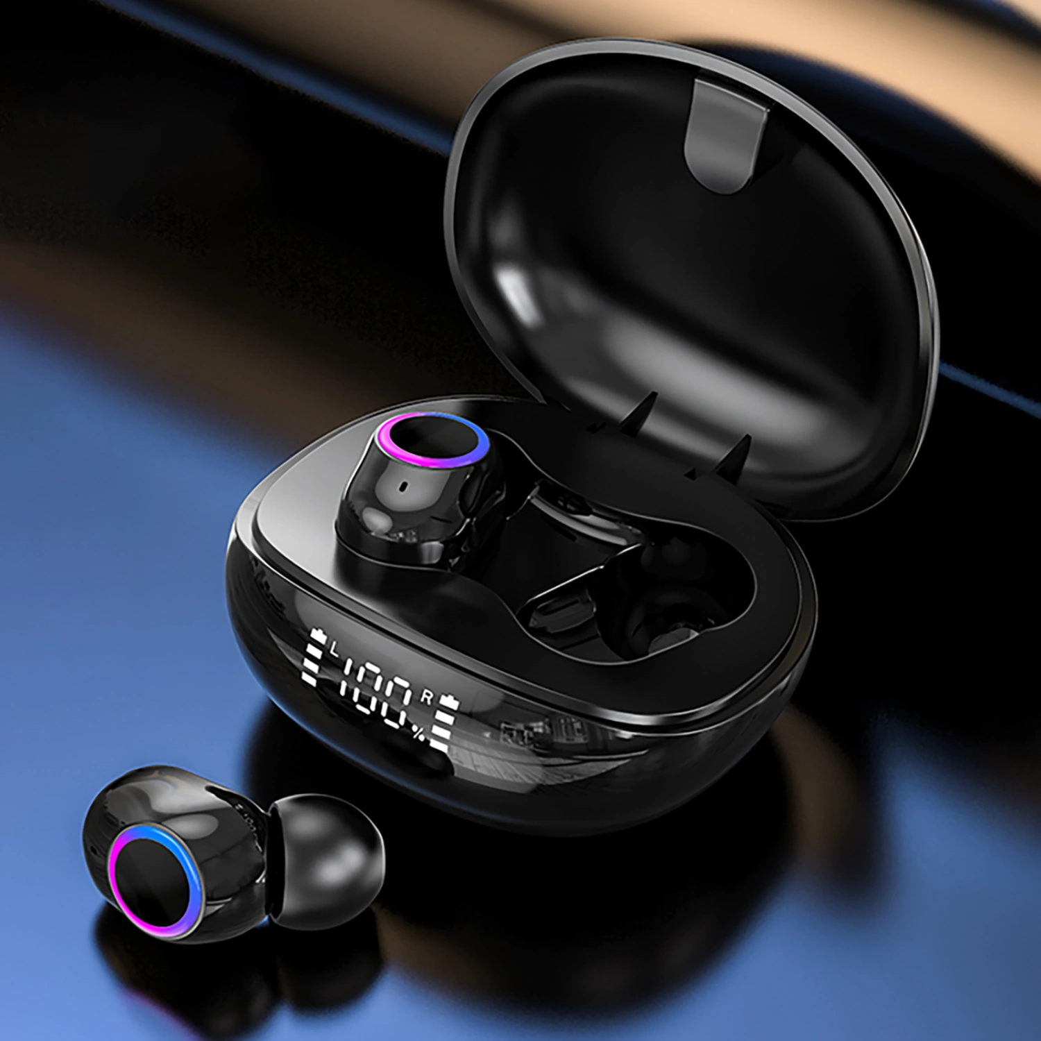 F8 Wireless Earbud High Fidelity Noise Cancelling Digital Display Bluetooth-compatible5.0 Stereo Mini Earphone for Doing Sports