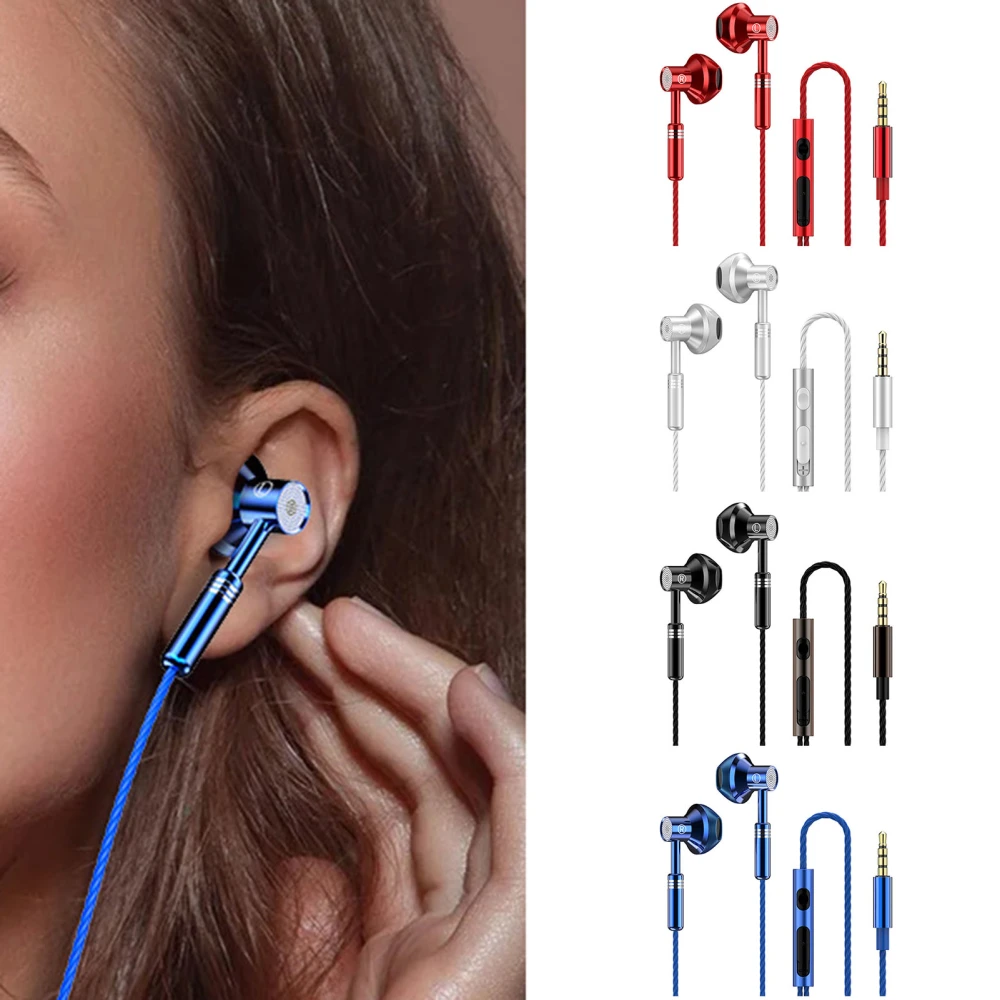 Wired Earphone Line Control Mega Bass with Microphone HiFi Sound Half In-ear Music Earbud for Phone