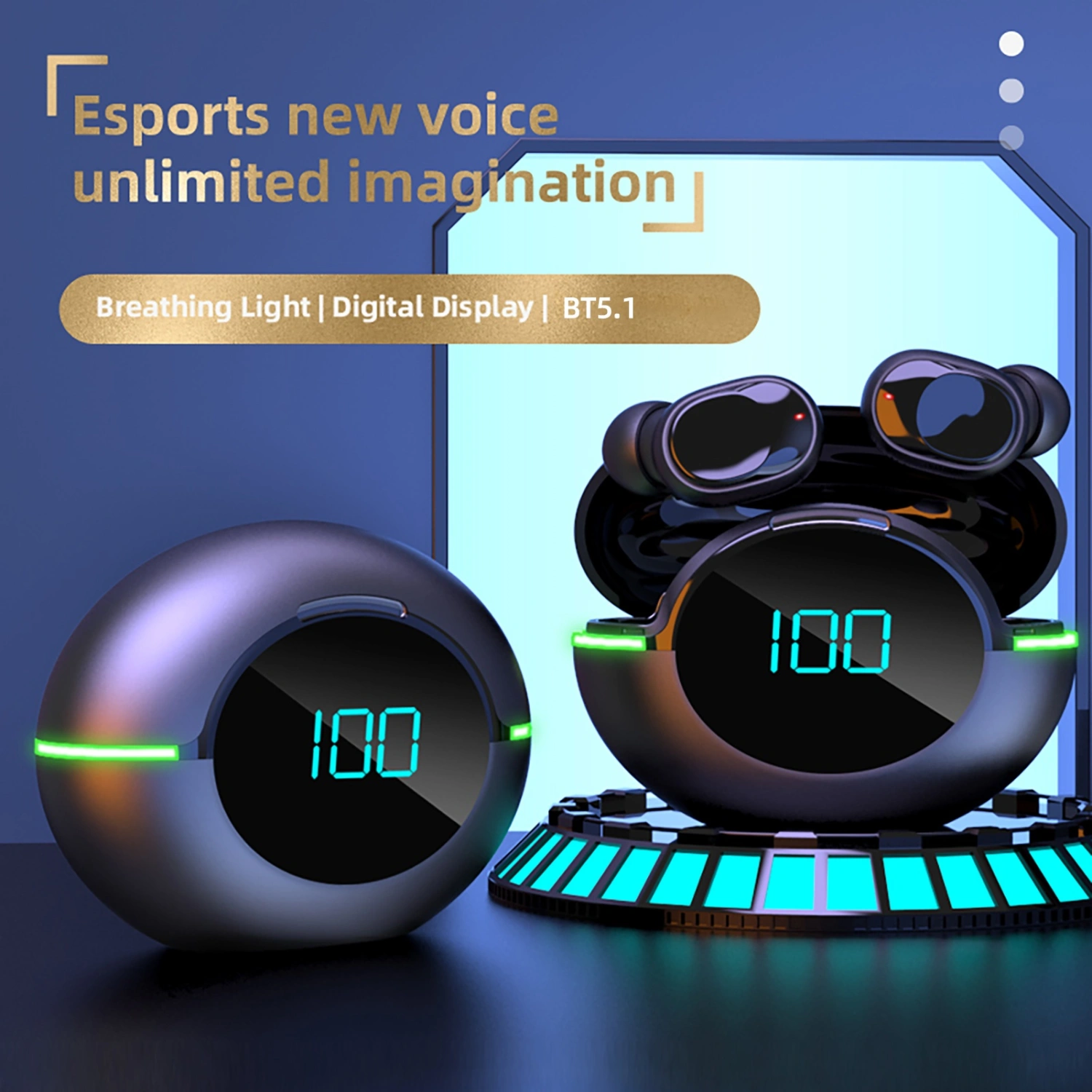 Y80 Wireless Earphone High Fidelity Mega Bass LED Digital Display Bluetooth-compatible5.1 Sports Gaming Eabud for Running