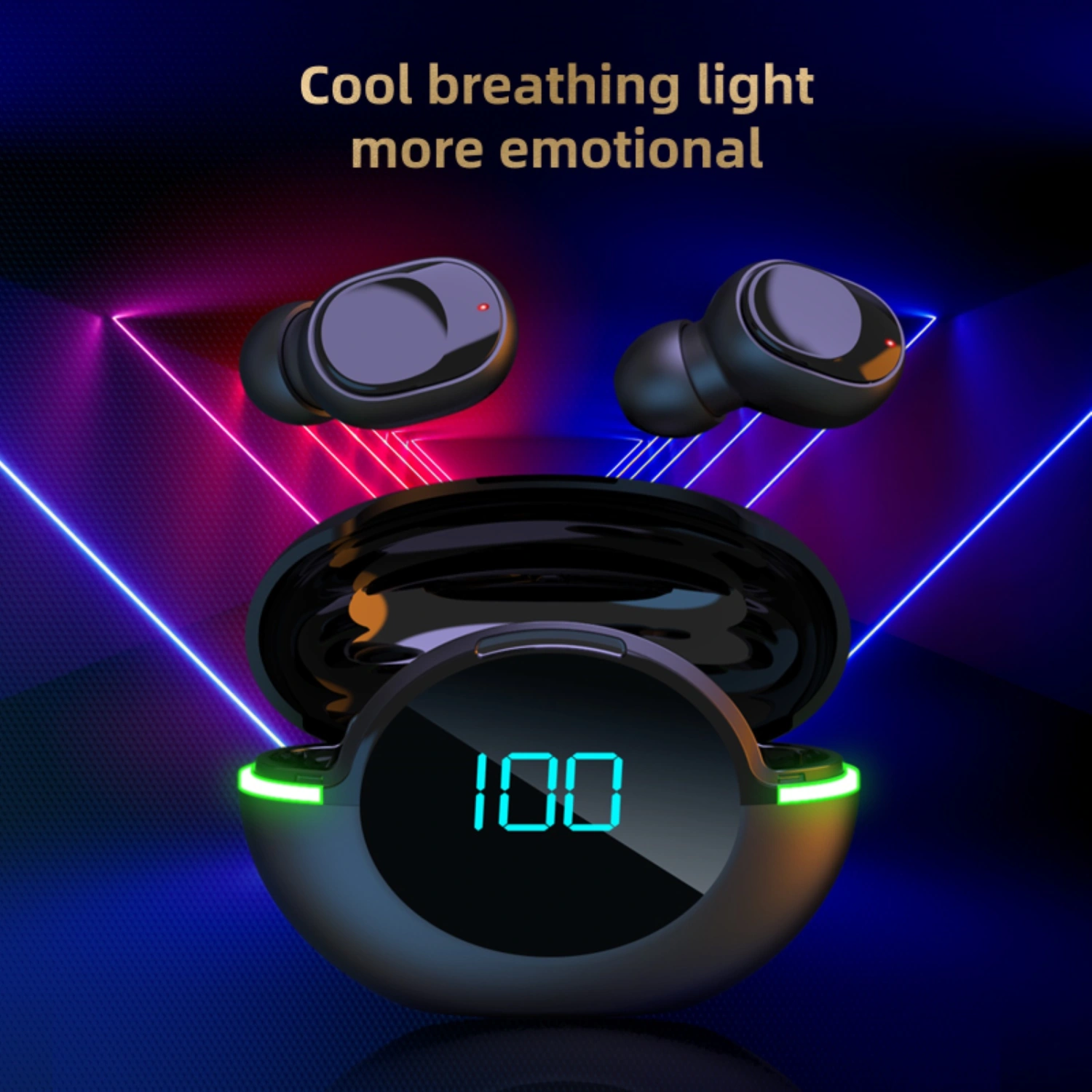 Y80 Wireless Earphone High Fidelity Mega Bass LED Digital Display Bluetooth-compatible5.1 Sports Gaming Eabud for Running