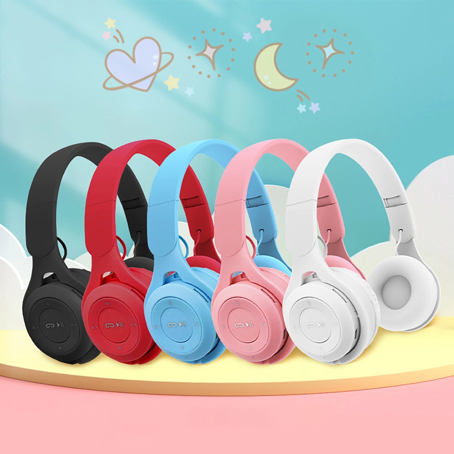 Wireless Headphone High Fidelity Intelligent Noise Reduction Lightweight Bluetooth-compatible5.0 Cute Stereo Gaming Sports Headset for Computer