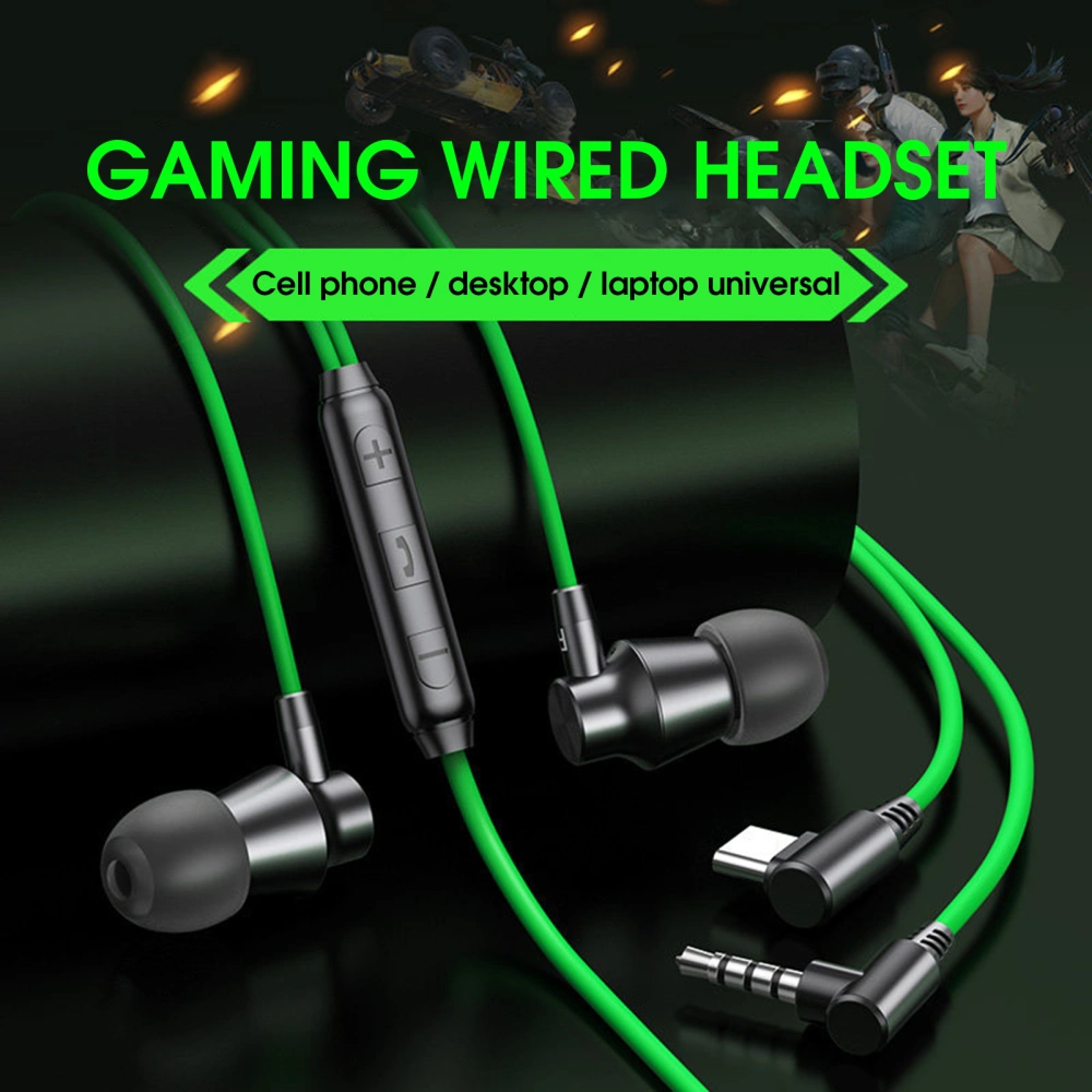 V7 Wired Earphone High Fidelity Intelligent Noise Cancelling Universal 3.5mm Type-C Stereo Sports In-ear Gaming Earbud for Calling