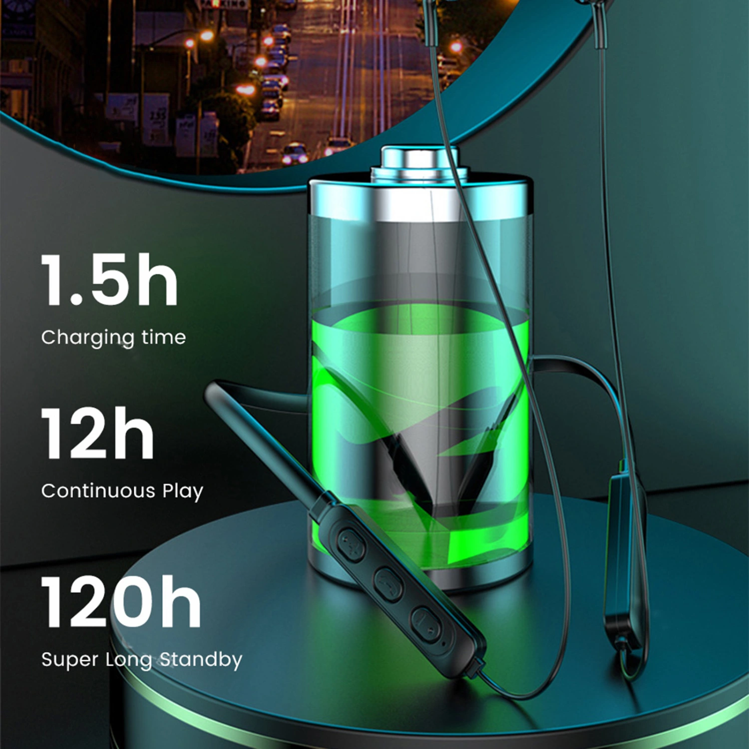 Wireless Earbud High Fidelity Intelligent Noise Reduction Ergonomic Bluetooth-compatible5.0 Neckband Stereo Sports Earphone for Calling