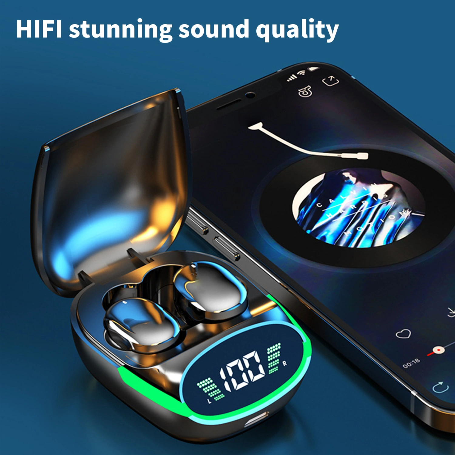 TG06 Wireless Earphone HiFi Touch Control LED Digital Display Bluetooth-compatible5.1 In-ear Mini Earphone for Running