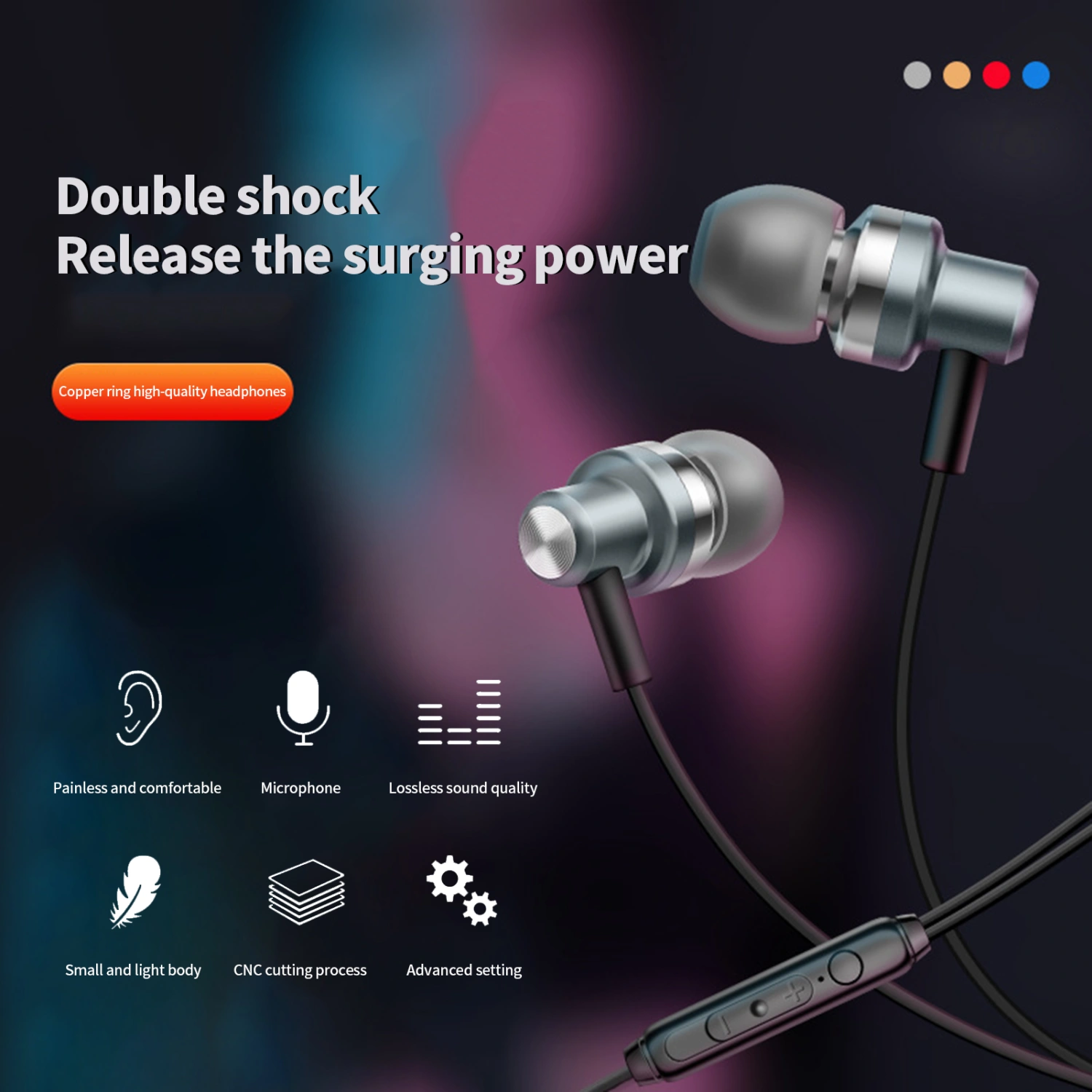 V3 Wired Earbud Wire Control Plug Play Stereo Surround Noise Reduction 3.5mm Heavy Bass Gaming Earbuds for Home