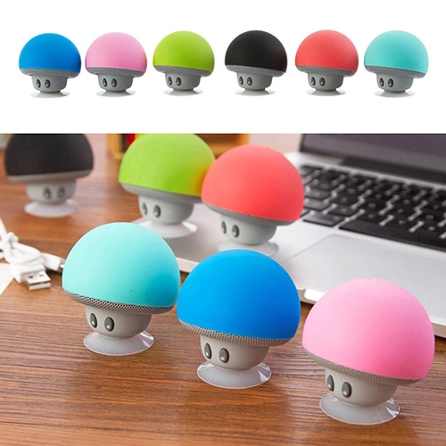 Cute Mushroom Wireless Hand-free Bluetooth-compatible Speaker with Mic Suction Subwoofer