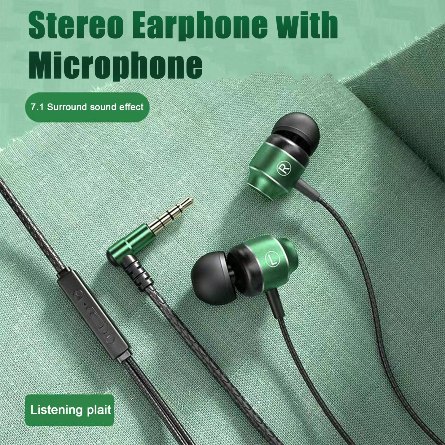 Metal In-ear Gaming Headset with Bass Microphone Volume Adjustable 3.5mm Plug Stereo Wired Earphone Universal for Computers And Mobile Phones