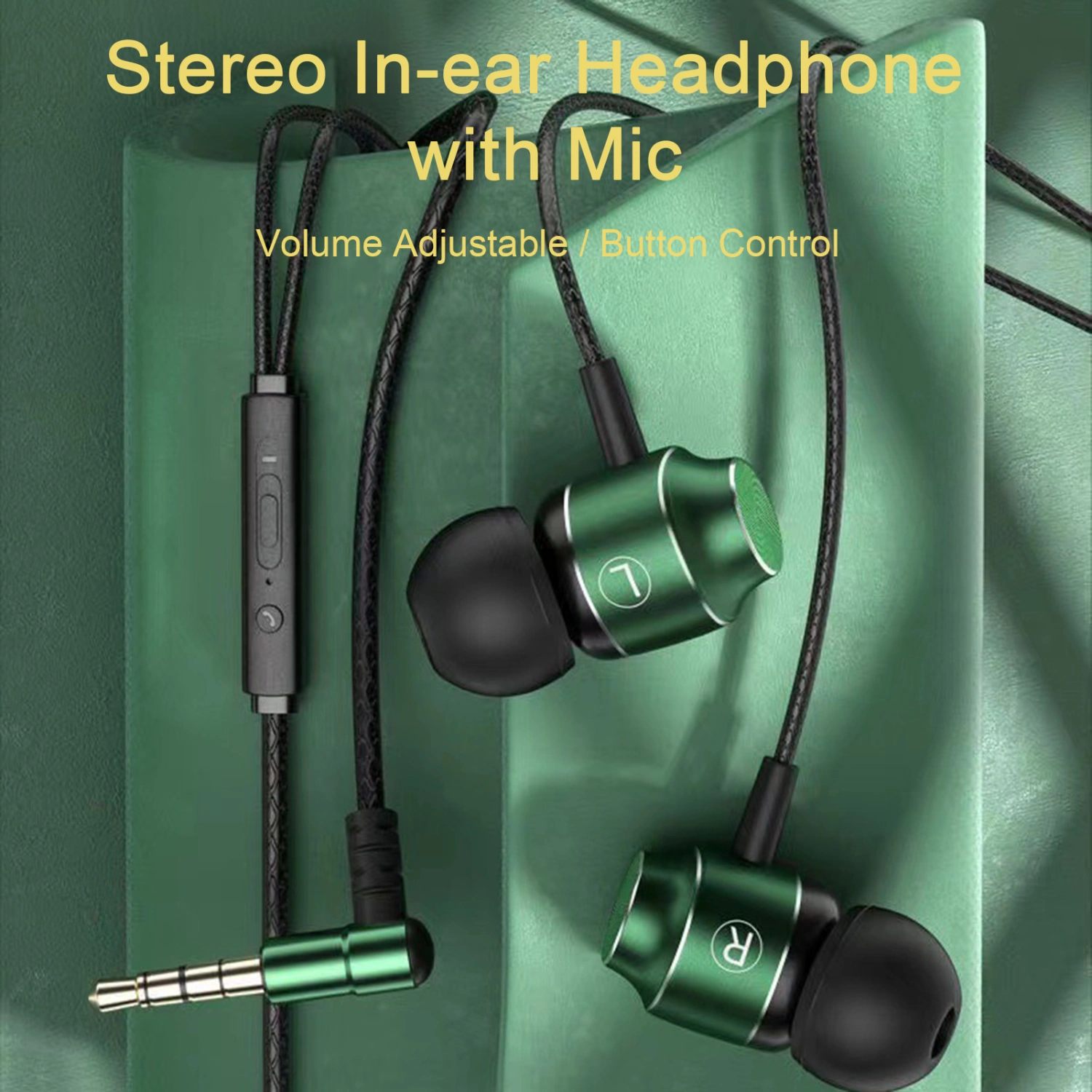Metal In-ear Gaming Headset with Bass Microphone Volume Adjustable 3.5mm Plug Stereo Wired Earphone Universal for Computers And Mobile Phones