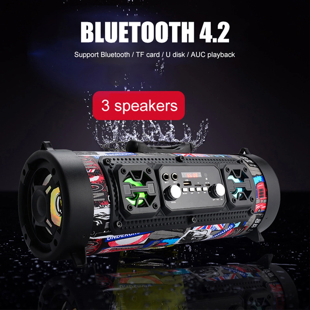 Outdoor Portable Wireless Bluetooth-compatible Speaker Heavy Bass Stereo TF/AUX Loudspeaker