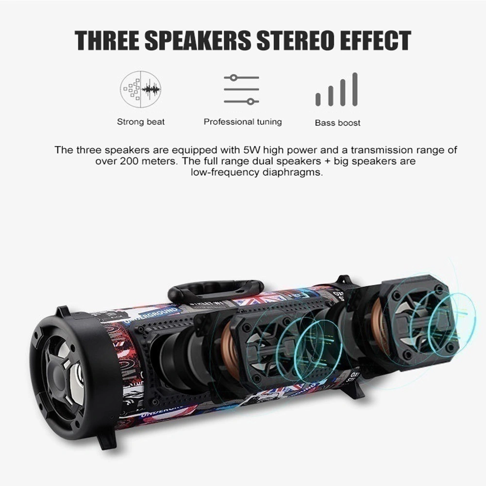 Outdoor Portable Wireless Bluetooth-compatible Speaker Heavy Bass Stereo TF/AUX Loudspeaker