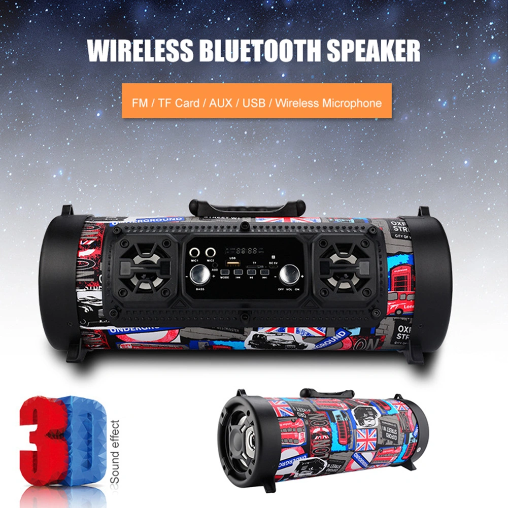 Outdoor Portable Wireless Bluetooth-compatible Speaker Heavy Bass Stereo TF/AUX Loudspeaker