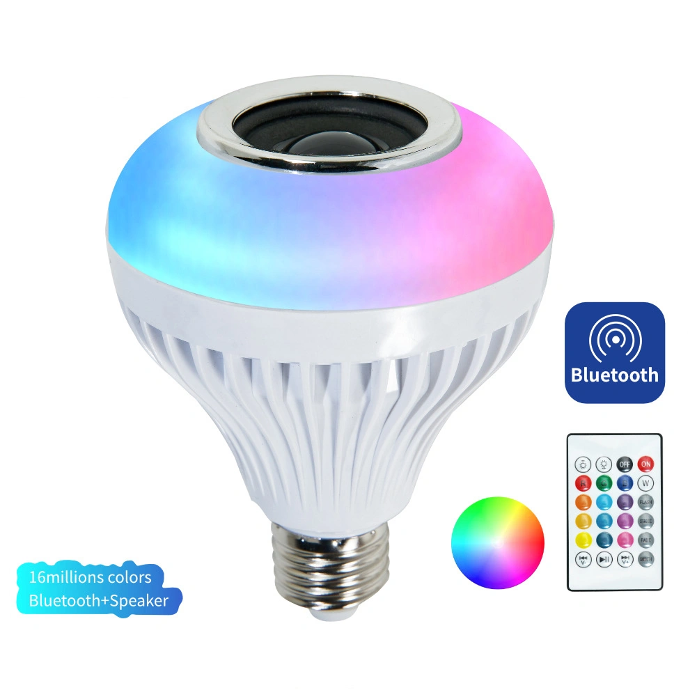 Wireless Bluetooth-compatible E27 LED Light Bulb Music Playing Lamp with Remote Control