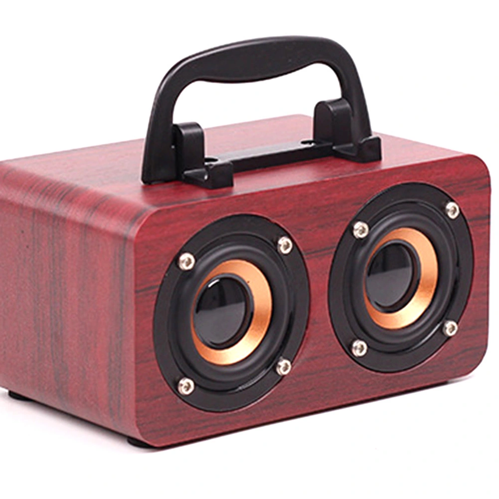 Retro Wooden Wireless Desktop Bluetooth-compatible Speaker Phone Holder USB Rechargeable