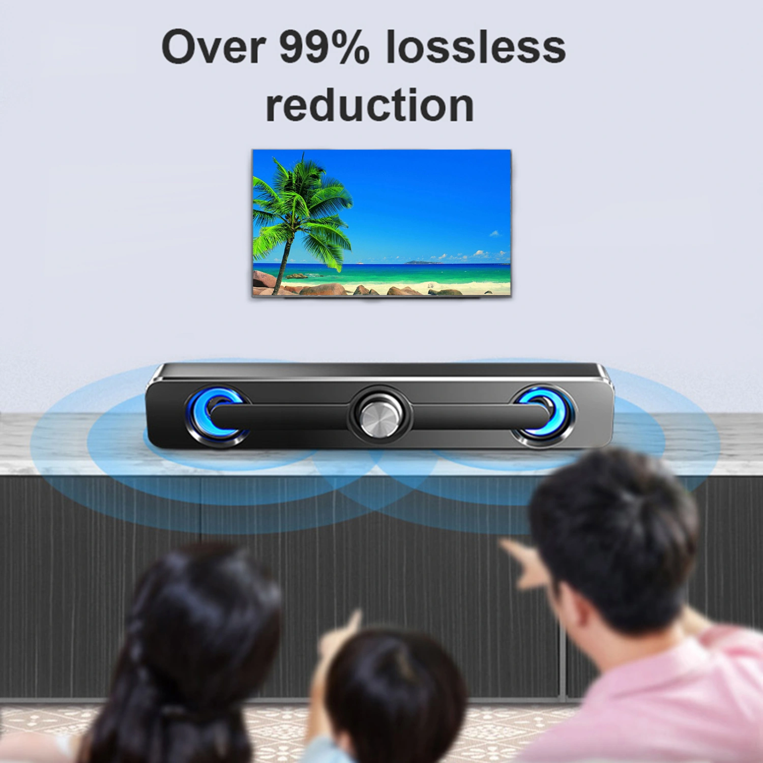 Bluetooth Sound Bar Stereo LED Light Subwoofer Speaker for Computer TV Phone