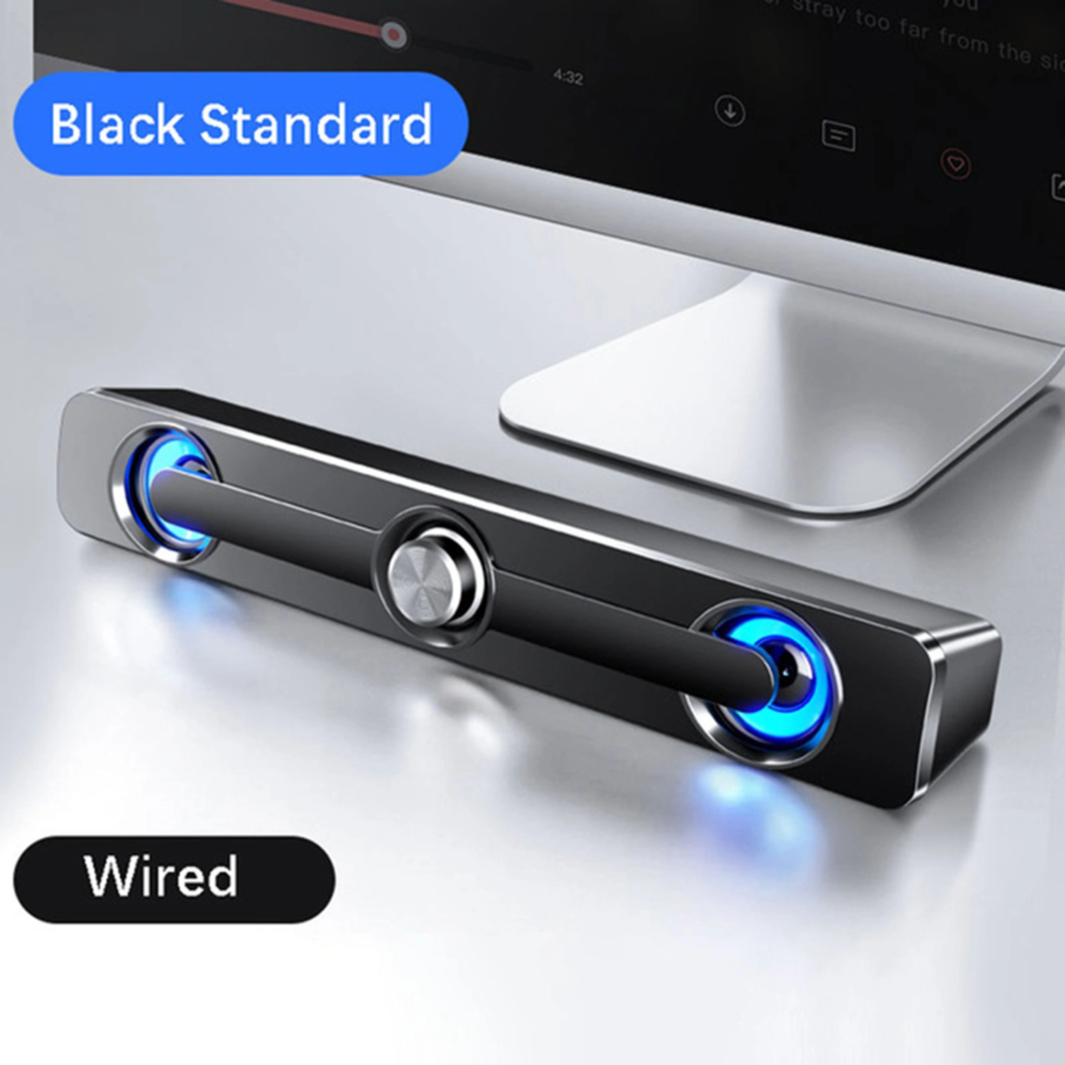 Bluetooth Sound Bar Stereo LED Light Subwoofer Speaker for Computer TV Phone