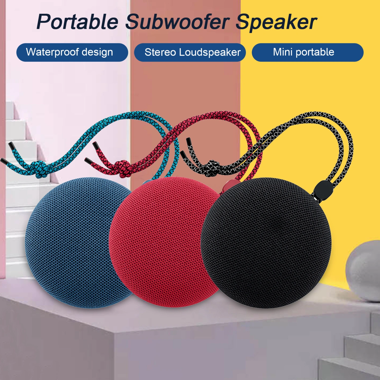 Outdoor Waterproof Portable Bluetooth-compatible 5.0 Speaker Subwoofer Stereo Loudspeaker