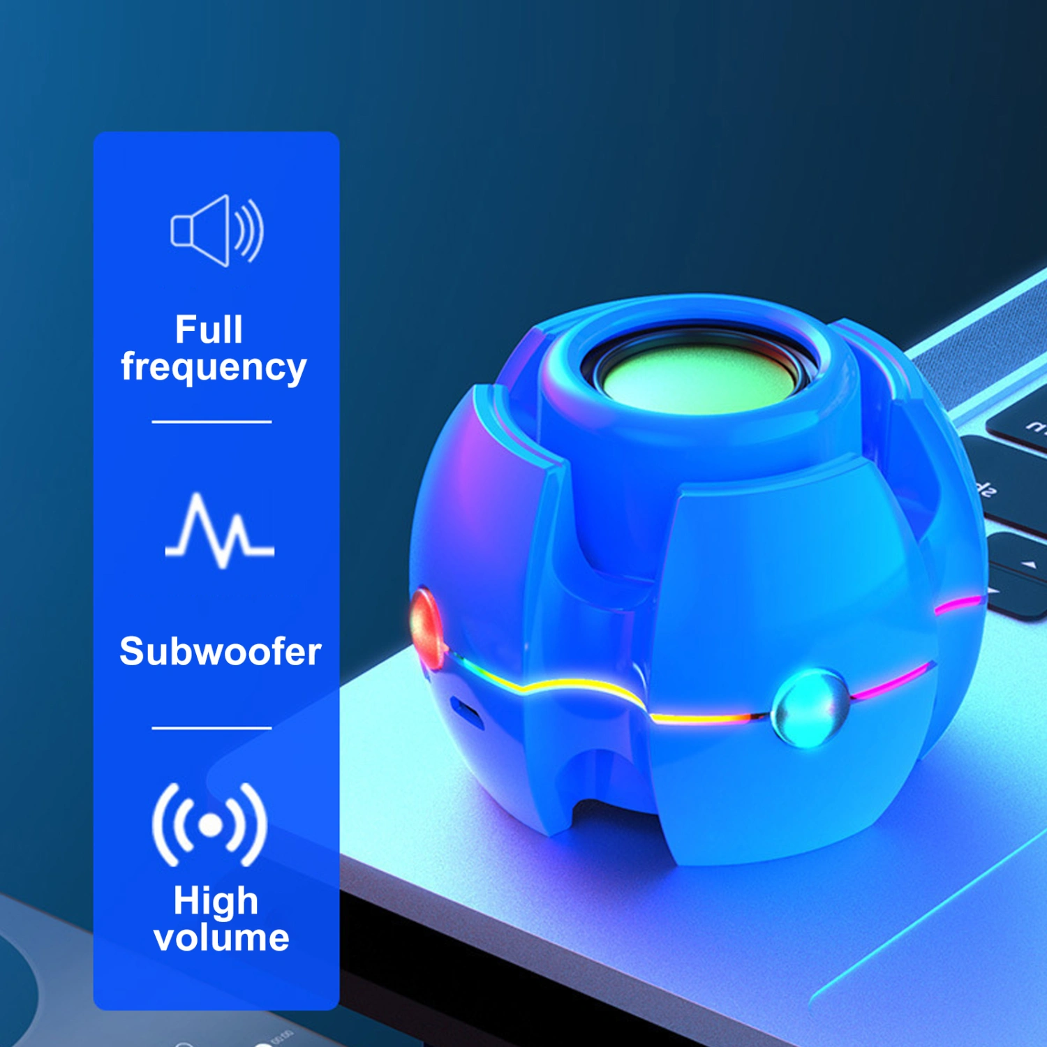 Wireless Speaker High Fidelity Noise Cancelling with Ambient Light Bluetooth-compatible5.0 Gyro Shape Stereo Speaker for Outdoor 