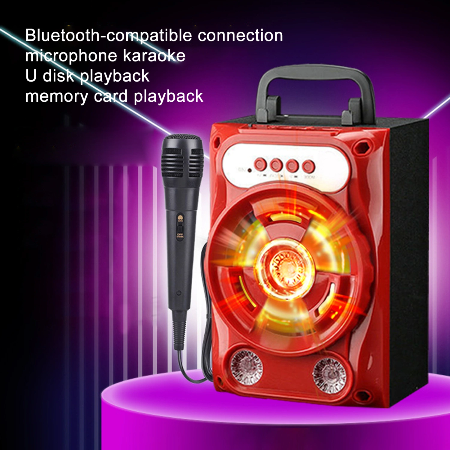 Bluetooth-compatible Speaker Handheld Loud Volume Support TF/AUX USB Portable Outdoor Wireless Subwoofer with Microphone for Square Dance