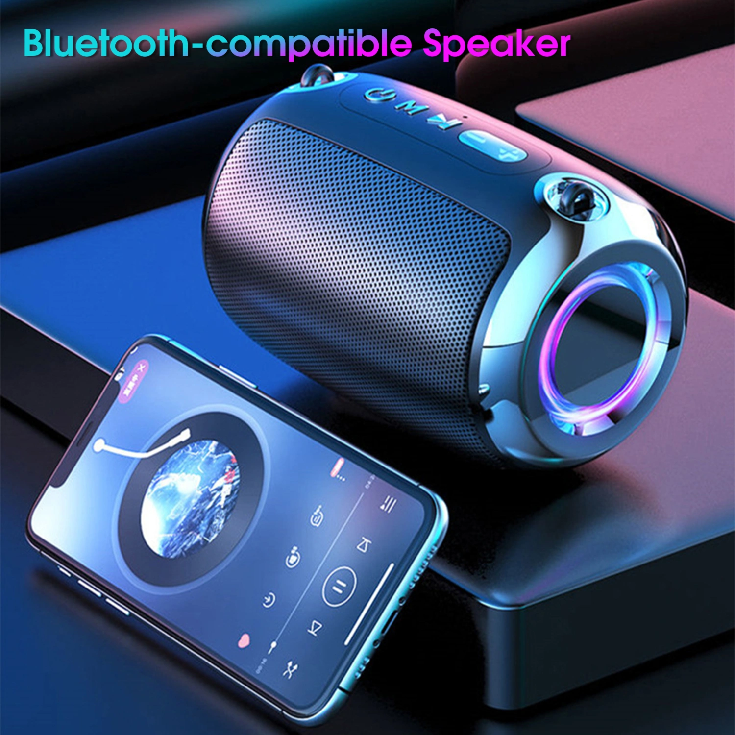 Bluetooth-compatible Speaker Multifunctional HiFi Stereo LED RGB Lighting Mini Portable Outdoor Wireless Subwoofer for Car
