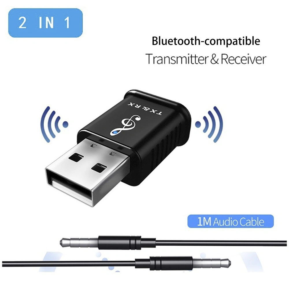 Wireless 2 in 1 USB V5.0 Audio Bluetooth-compatible Adapter TV Speaker Transmitter Receiver