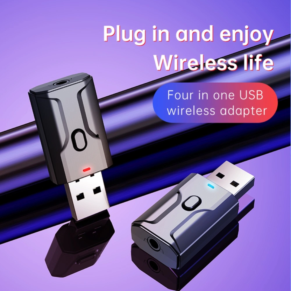 Portable USB Bluetooth-compatible 5.0 Adapter Stereo 3.5mm AUX Audio Receiver Transmitter