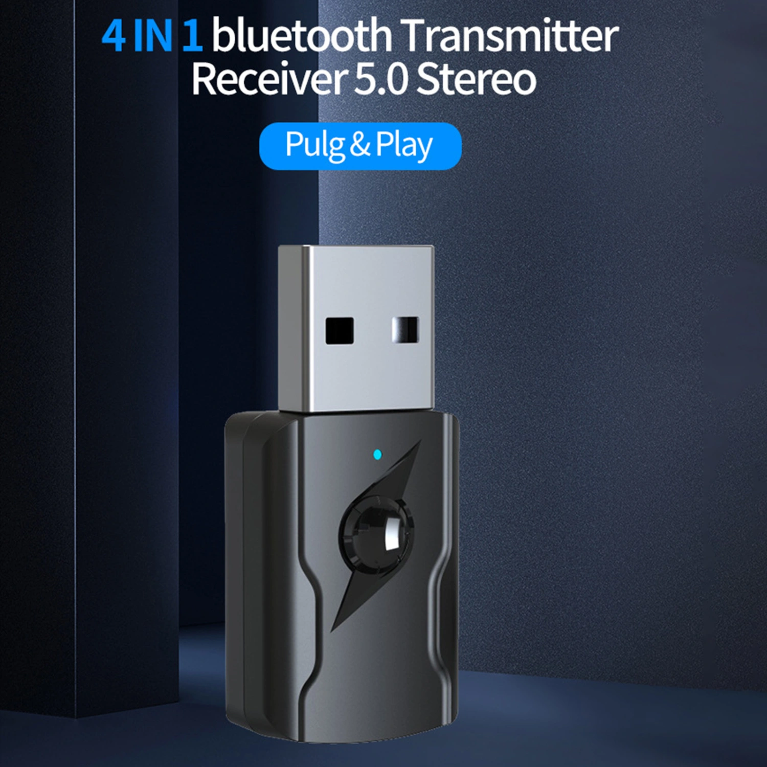 4 in 1 USB Bluetooth-compatible Transmitter Receiver Dual Output Car Computer TV Adapter