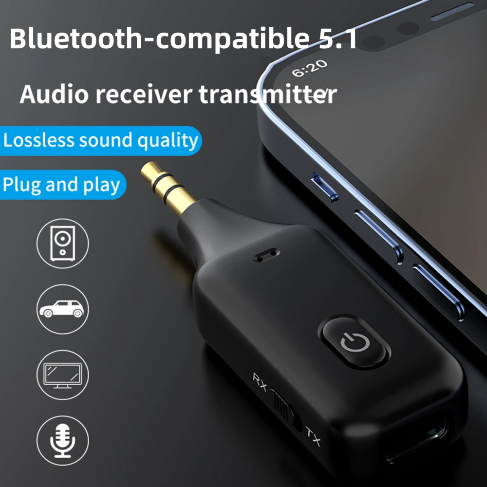 Wireless Transmitter Multifunctional Hands-free Calling Plug Play Bluetooth-compatible5.1 3.5mm 2 in 1 Stereo Adapter for Car